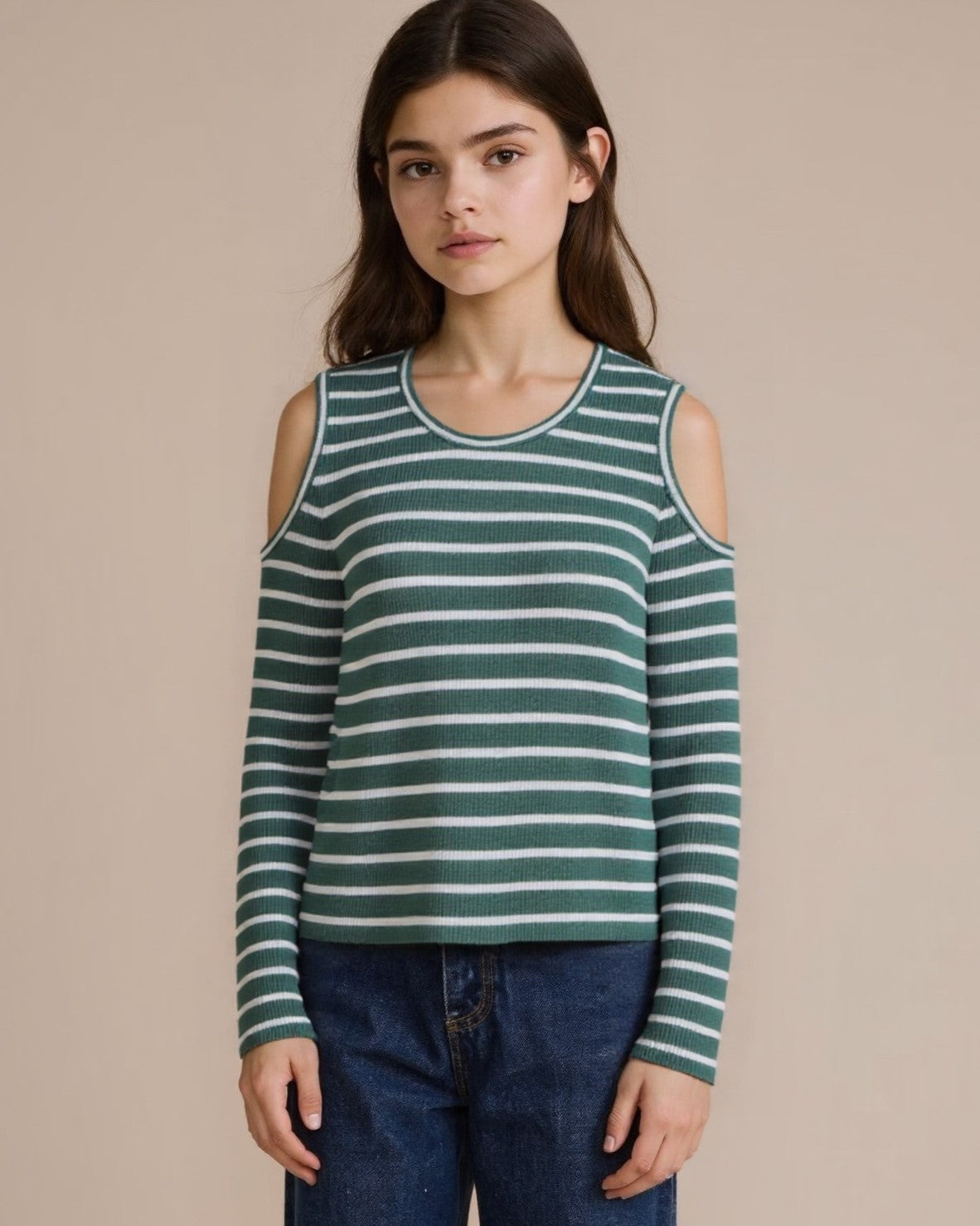 <img src="Green-White-Stripe-Rib-Knit-Cold-Shoulder-Long-Sleeve-Tee-Rockin-Wonder.jpg" alt="Green White Stripe Rib Knit Cold Shoulder Long Sleeve Tee Rockin Wonder" loading="lazy">