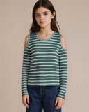 <img src="Green-White-Stripe-Rib-Knit-Cold-Shoulder-Long-Sleeve-Tee-Rockin-Wonder.jpg" alt="Green White Stripe Rib Knit Cold Shoulder Long Sleeve Tee Rockin Wonder" loading="lazy">
