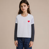 <img src="White-Tee-Heart-Embroidery-Contrast-Sleeves-Top-Rockin-Wonder.jpg" alt="White Tee Heart Embroidery Contrast Sleeves Top Rockin Wonder" loading="lazy">