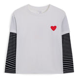 <img src="White-Tee-Heart-Embroidery-Contrast-Sleeves-Top-Rockin-Wonder.jpg" alt="White Tee Heart Embroidery Contrast Sleeves Top Rockin Wonder" loading="lazy">