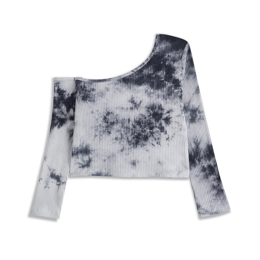 Black & White Tie-Dye Asymmetrical Tunic