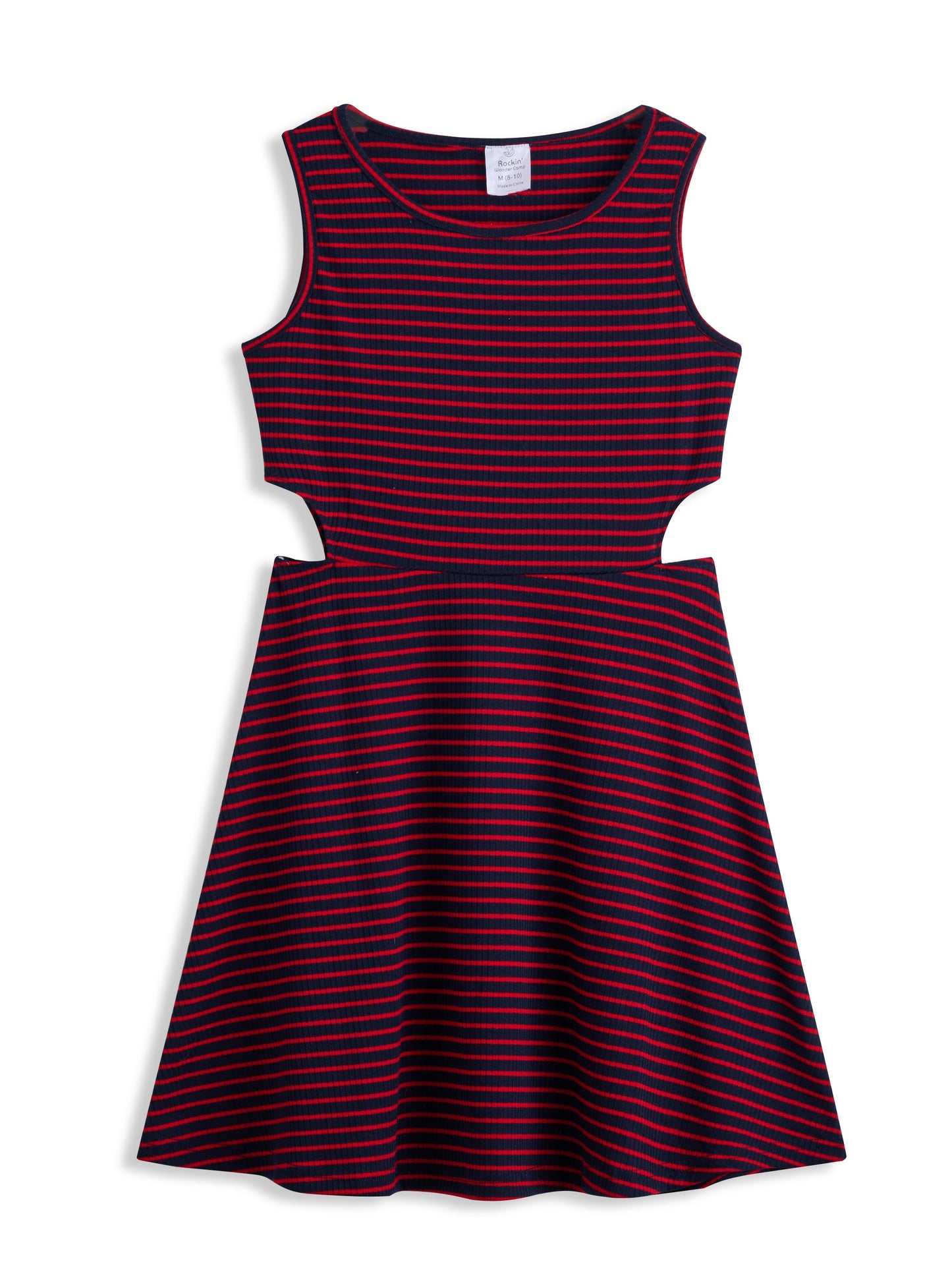 Navy & Red Stripe Cut-Out A-Line Dress