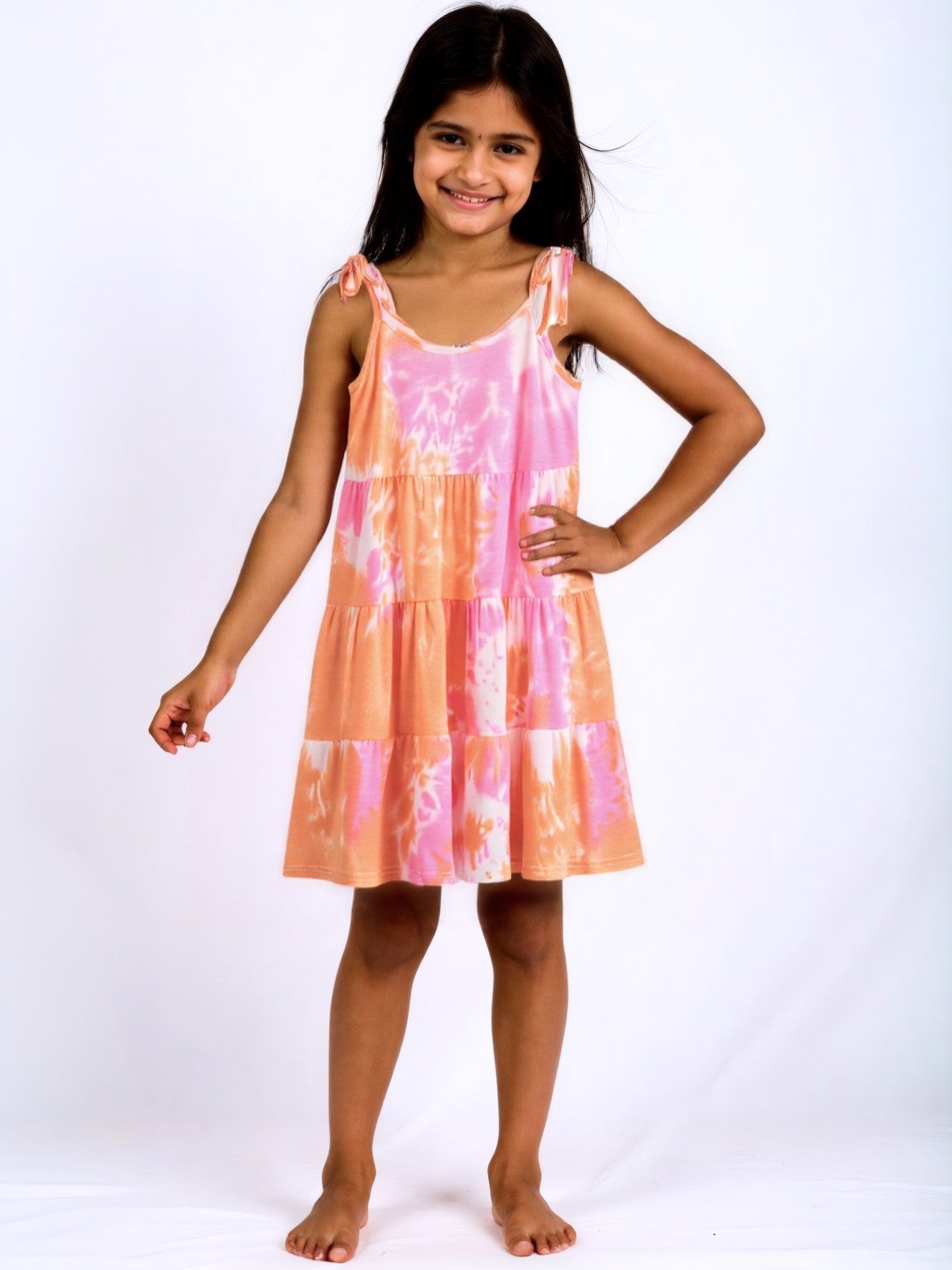 pink and orange tiered dress Pink Orange Halter Mini Dress Wholesale | Resort Wear Tiered Summer Dress