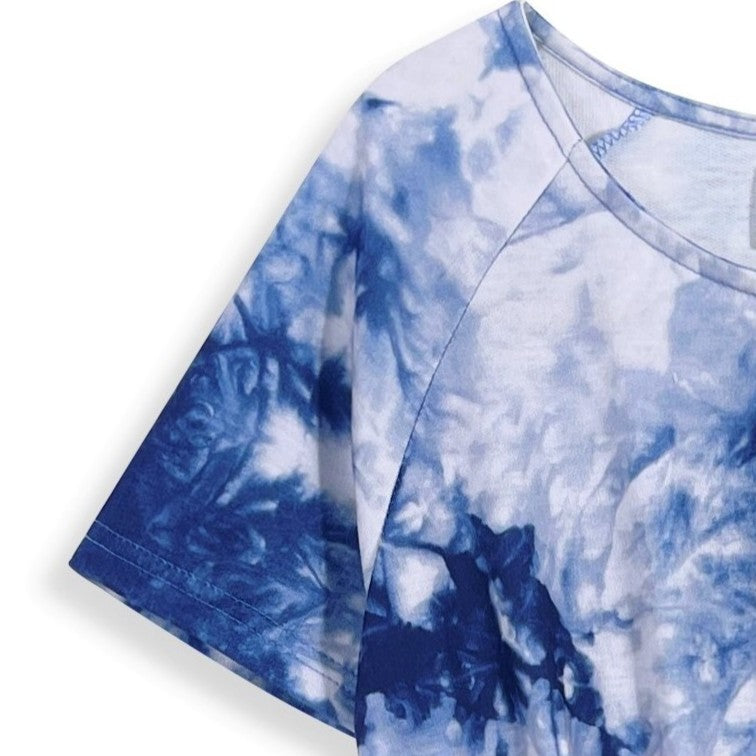 Girl's Blue & White Tie-Dye Short-Sleeve A-Line Dress Rockin Wonder Girl's Blue & White Tie-Dye Short-Sleeve A-Line Dress Rockin Wonder