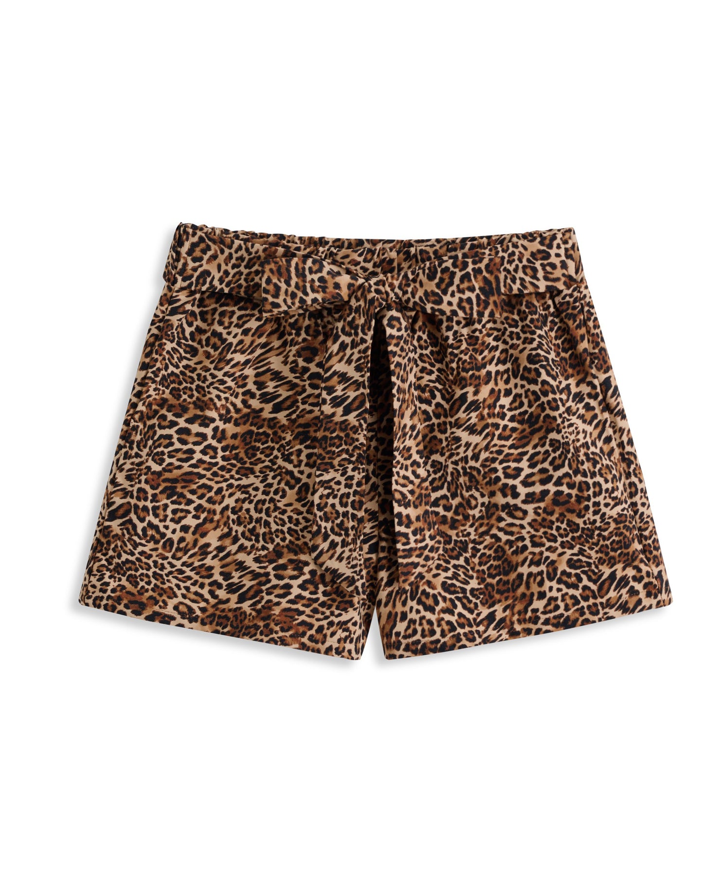 Black & Brown Leopard Tie-Front Shorts