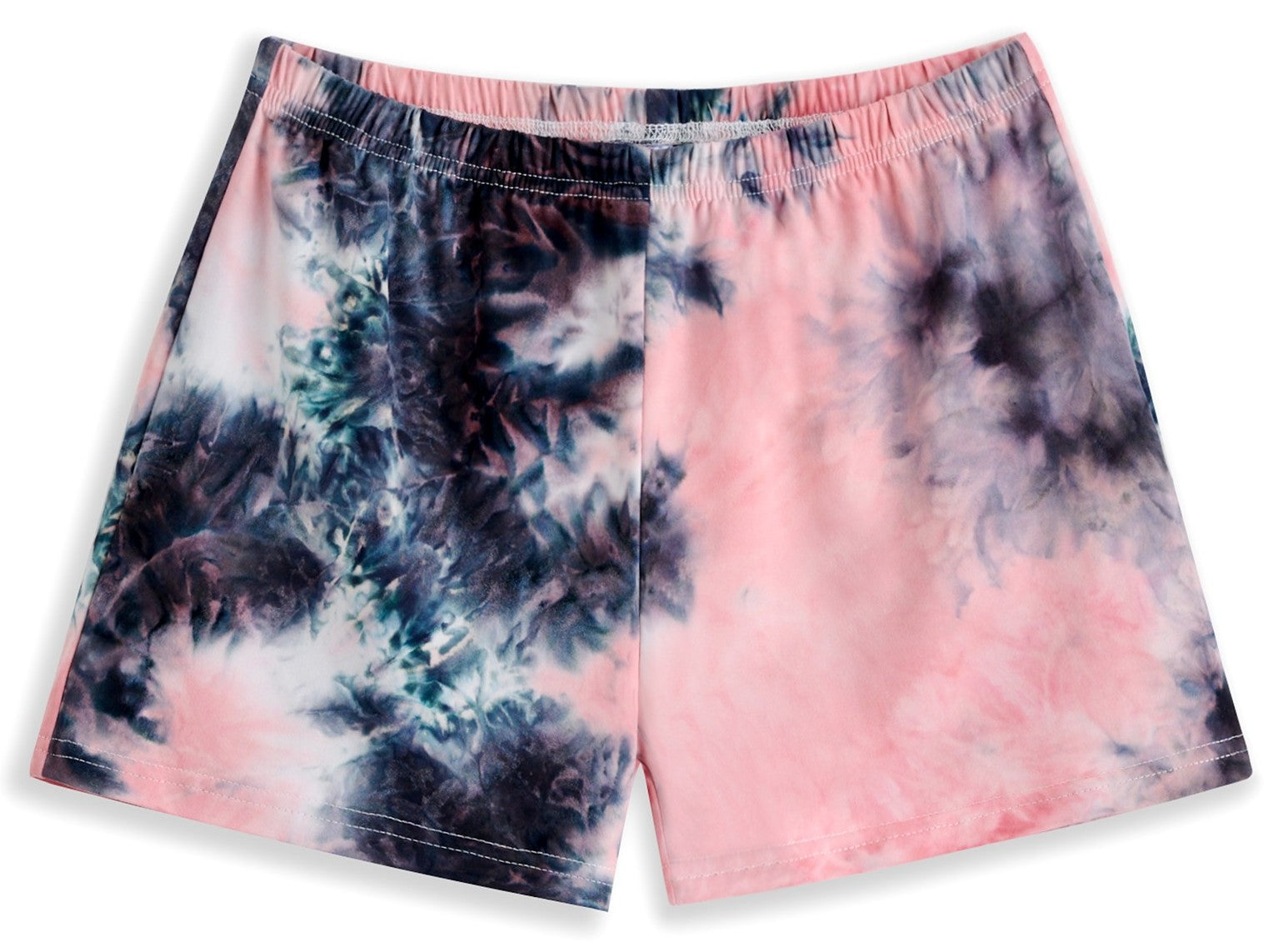 Girl's Pink & Black Tie-Dye Tie-Hem Crop Top & Shorts
