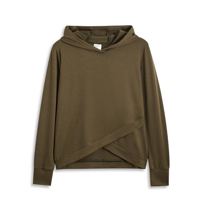 Green Crisscross-Hem Hoodie