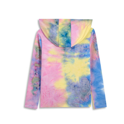 Pink & Yellow Tie-Dye Twist-Front Hoodie