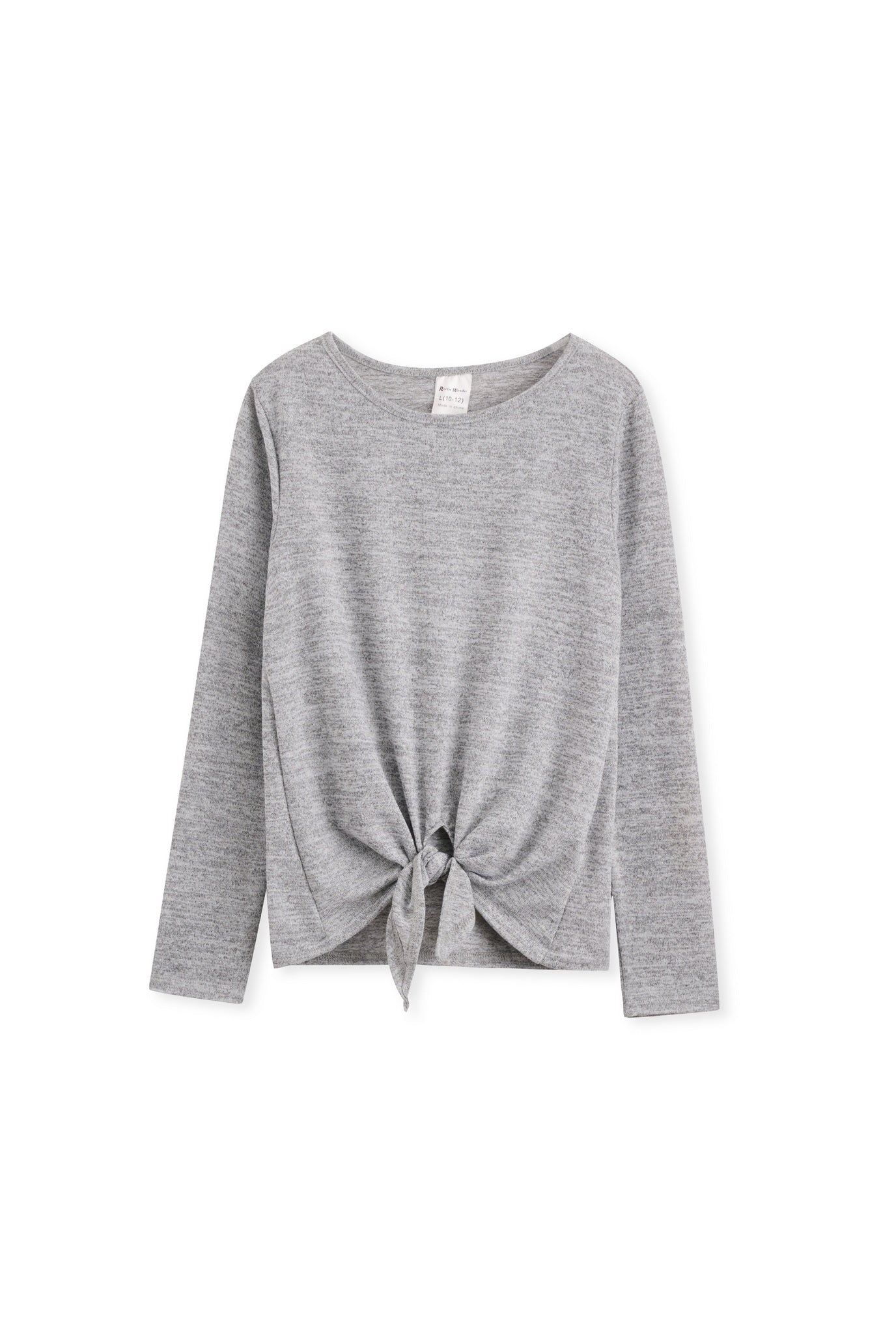 Gray Tie-Front Long Sleeves Top