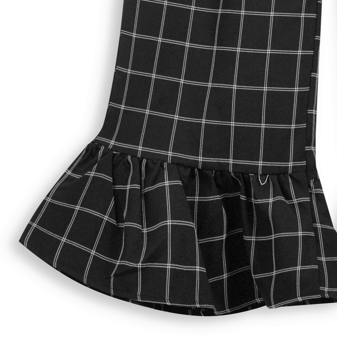<img src="Black-White-Windowpane-Ruffled-Hem-Flare-Pants-Rockin-Wonder.jpg" alt="Black White Windowpane Ruffled Hem Flare Pants Rockin Wonder" loading="lazy">