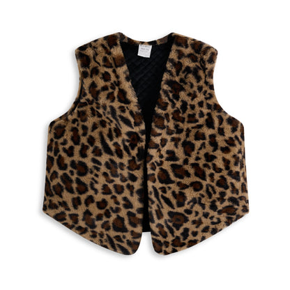 Black & Brown Leopard Faux Fur Vest