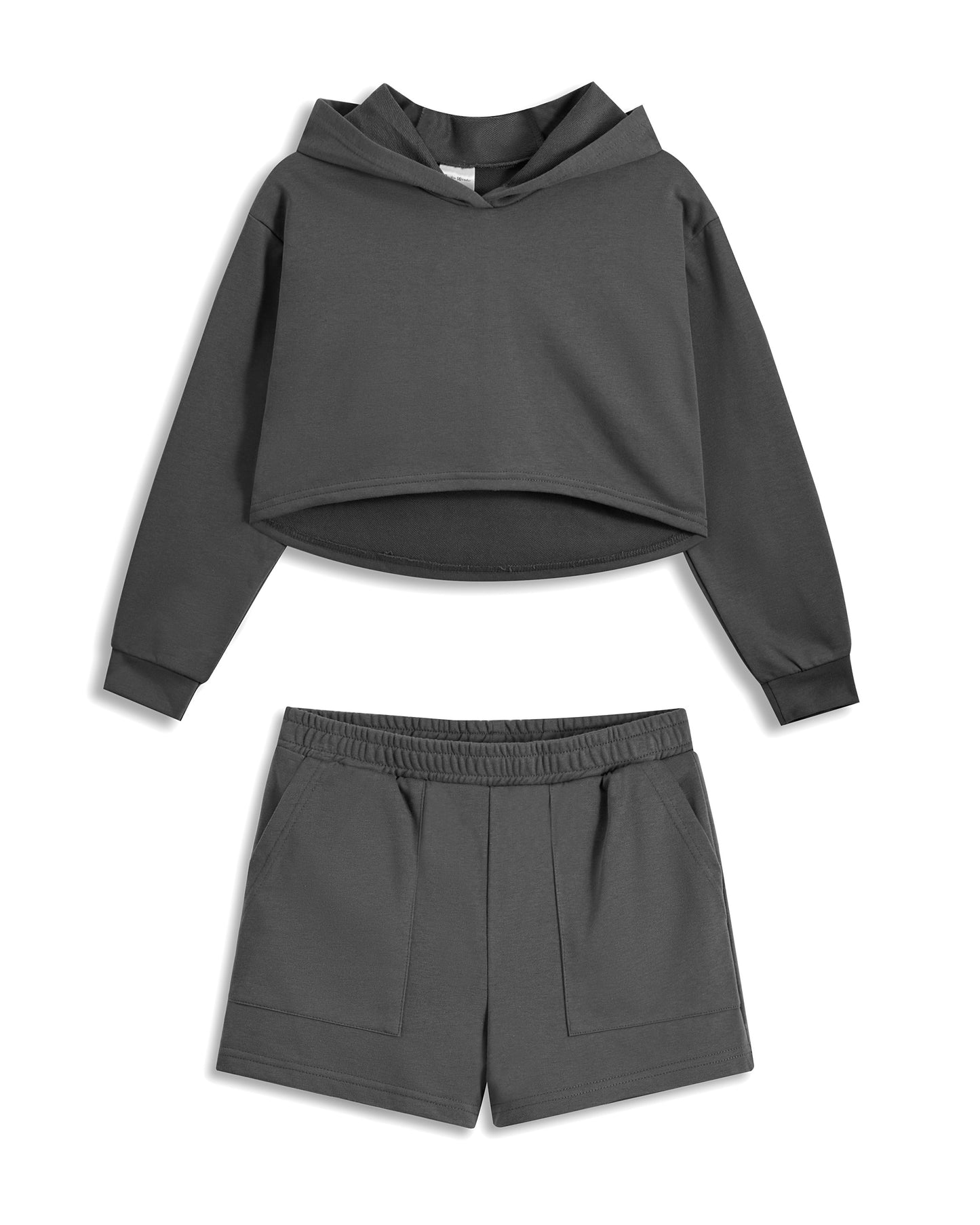 Gray Hi-Low Hem Hoodie & Shorts