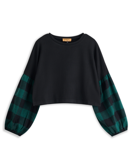 Black & Green Plaid Cropped Tunic