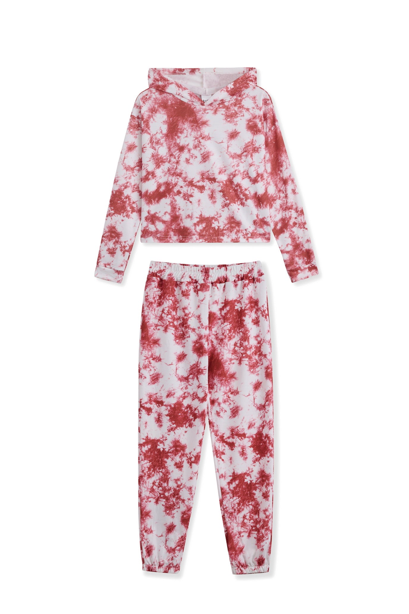 Red & White Tie-Dye Hoodie & Joggers